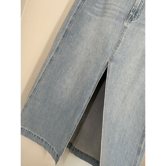 NWOT FRYE Denim Mid Rise Midi Skirt Size 28 Light Wash Split Preppy Grunge 90s - Picture 5 of 14